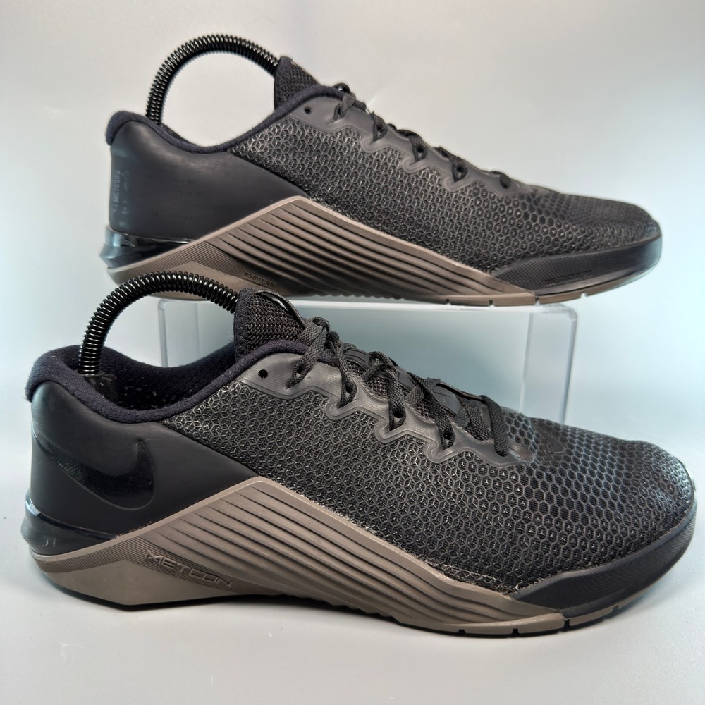 Nike Metcon 5 Mens 10 Crossfit Training Shoes Black‎ Gray Lace Low Sneaker Gym